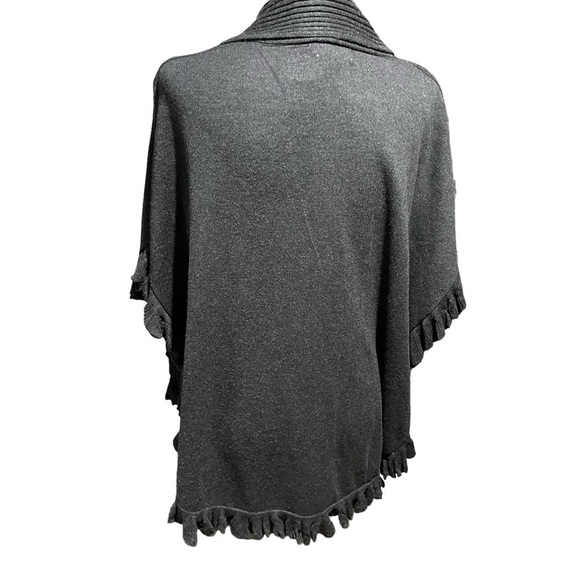 Joseph A Sweater. Cardigan, Cape- Dark Gray - Size Large- Ruffles-Arm Holes - Picture 5 of 8